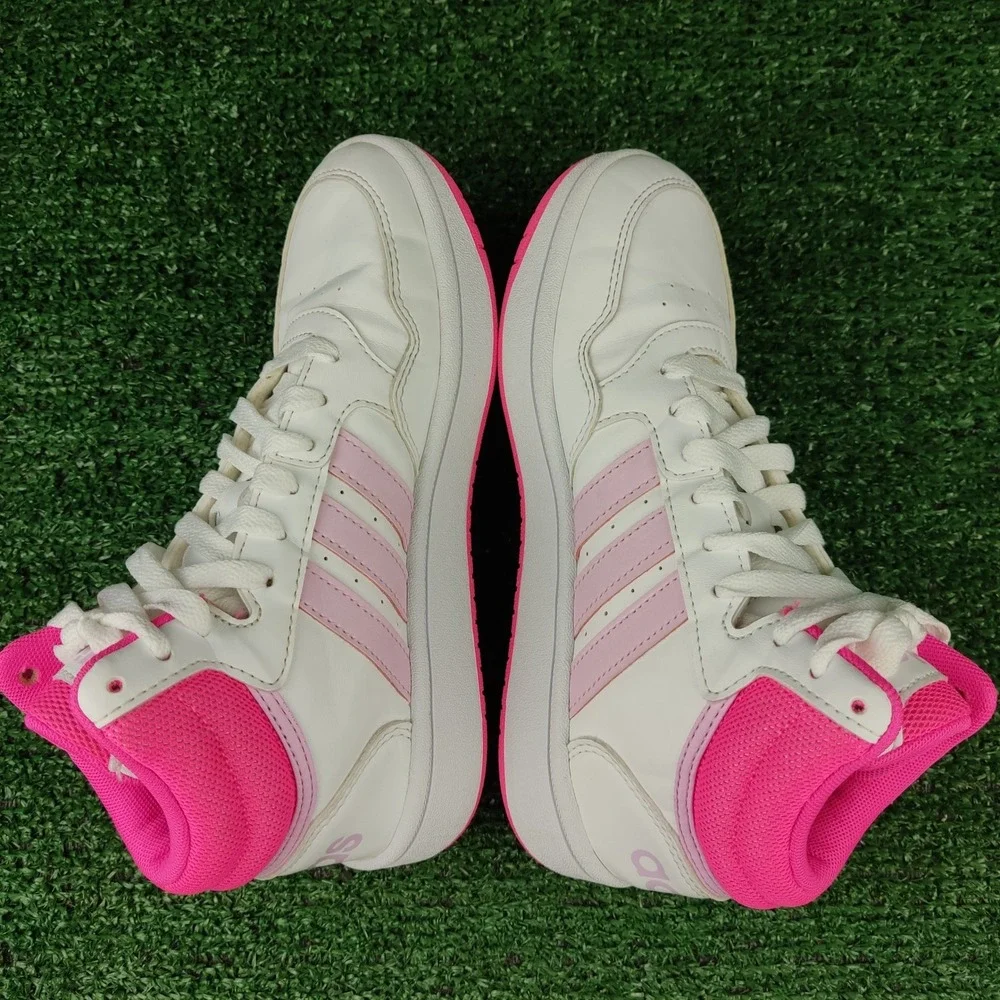 Adidas Shoes Kids 2 White Pink Hoops 3.0 Mid Sneakers IF2722 High Top Basketball